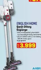 ENGLİSH HOME ŞARJLI DİKEY SÜPÜRGE
